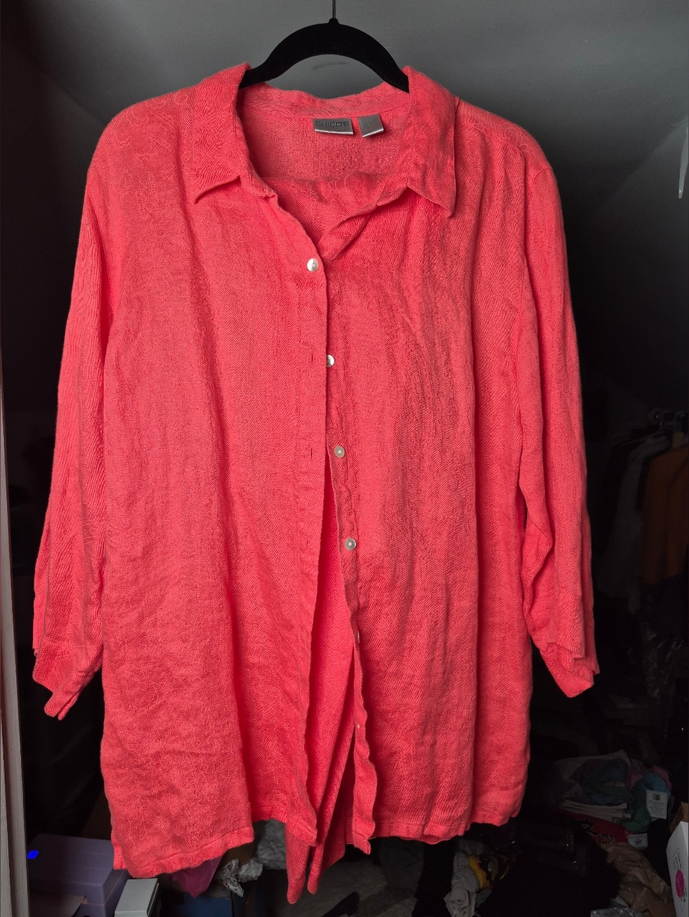 Chicos Linen Blush/coral Pink Top Sz 3 And Pants Sz 2